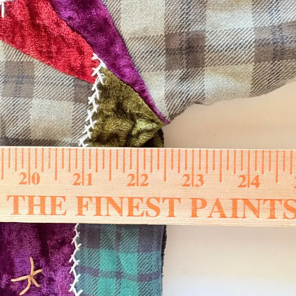 Bedford Fair Patchwork Velvet Plaid Button Down Jacket Women's‎ L Colorful